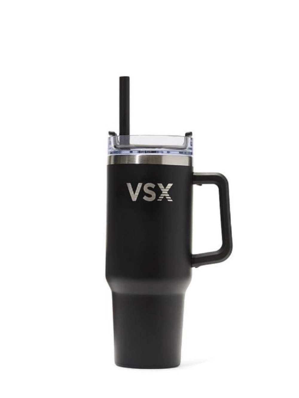 NWT VSX Victoria’s Secret Black Stainless Insulated Tumbler with Handle & Straw